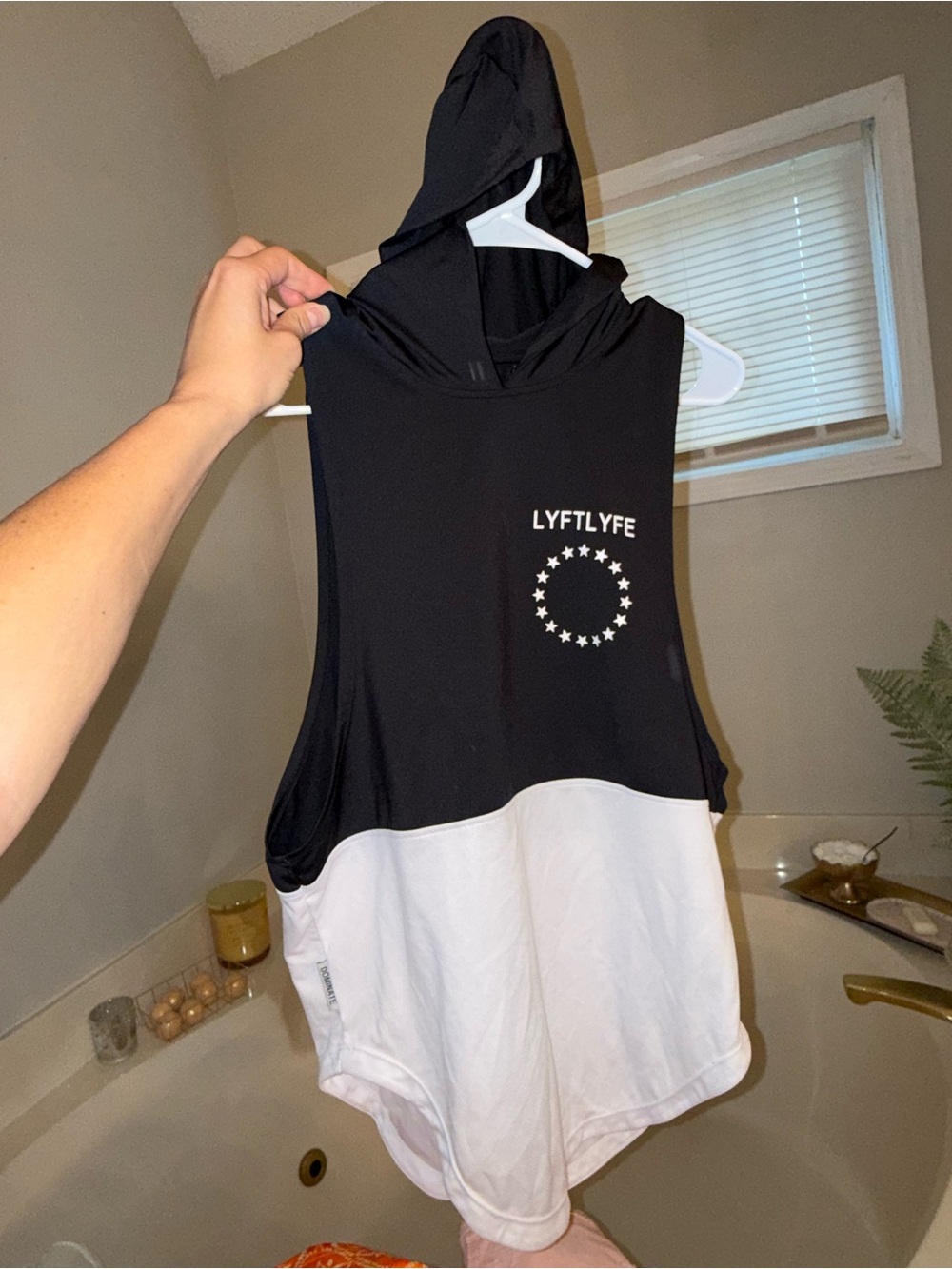 Lyftlyfe Two-Tone Black & White Hooded Muscle Tank